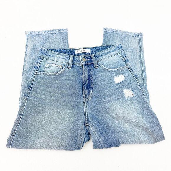 Flying Monkey Ripped Denim Jeans Raw Hem Size 25 - Picture 6 of 7